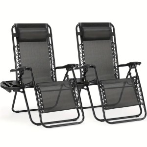 Set of 2 Portable Zero Gravity Recliner Chairs